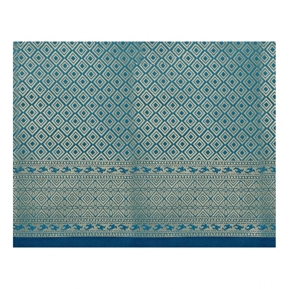 Vaystra Jacquard Woven Saree With Unstitched Blouse 5.5Mtr – Blue