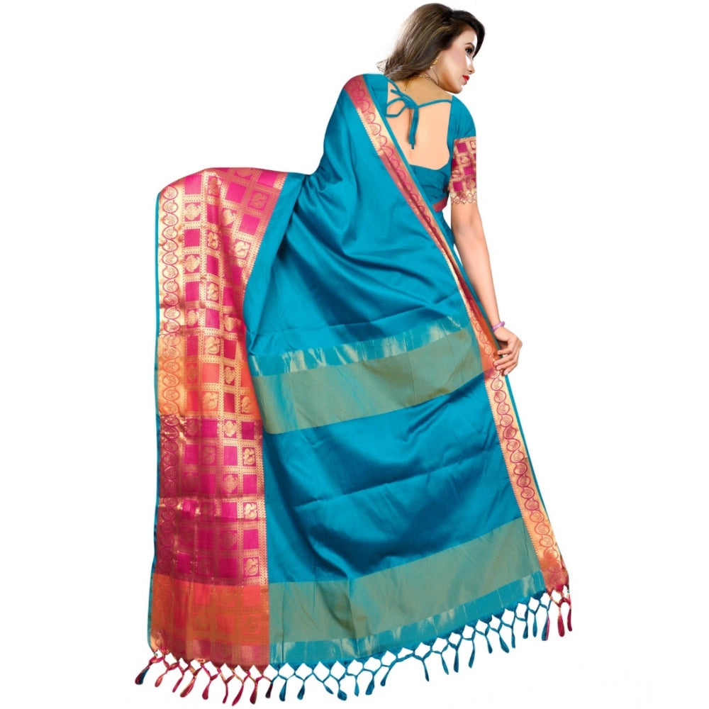 Vaystra Jacquard Woven Saree With Unstitched Blouse 5.5Mtr – Multicolor