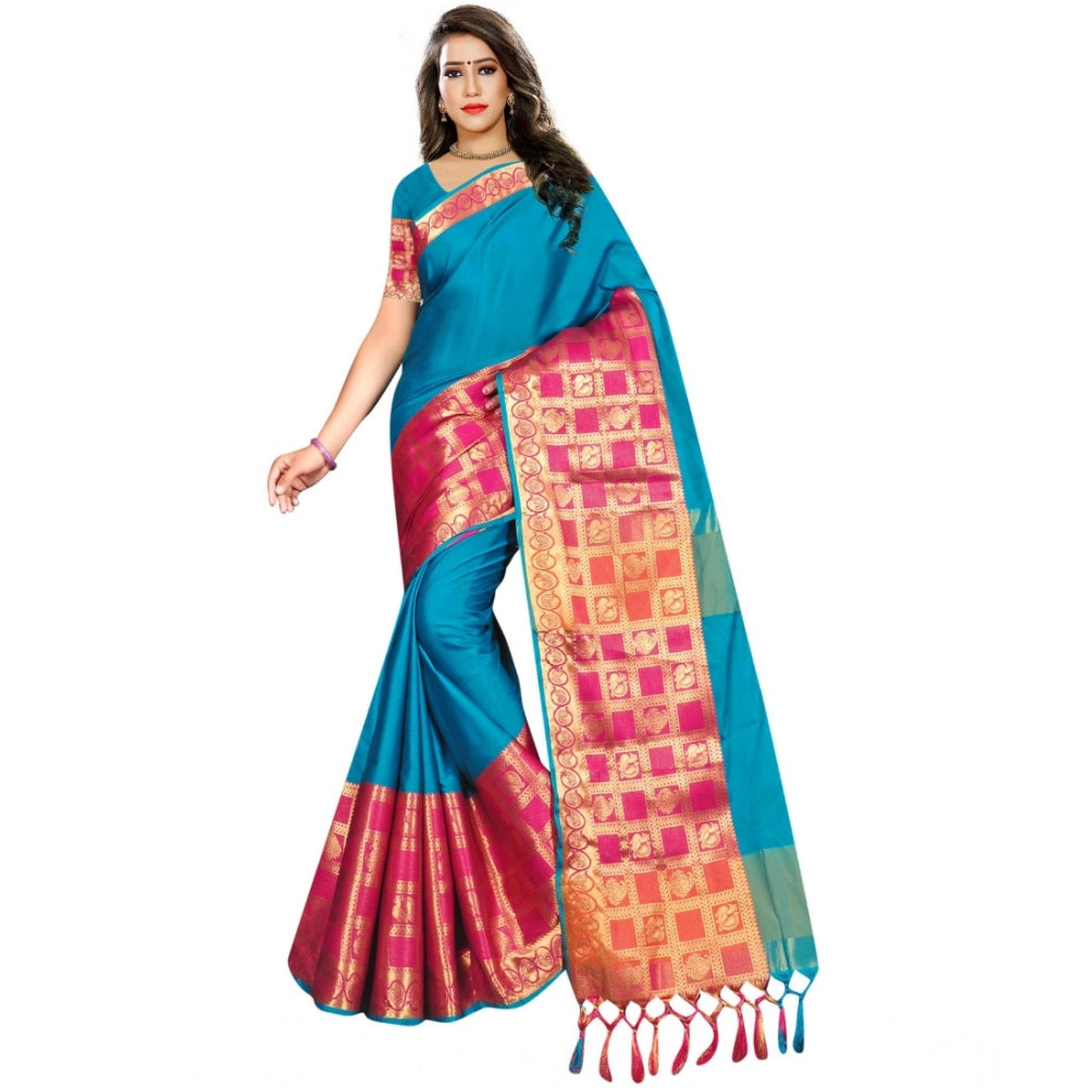 Vaystra Jacquard Woven Saree With Unstitched Blouse 5.5Mtr – Multicolor