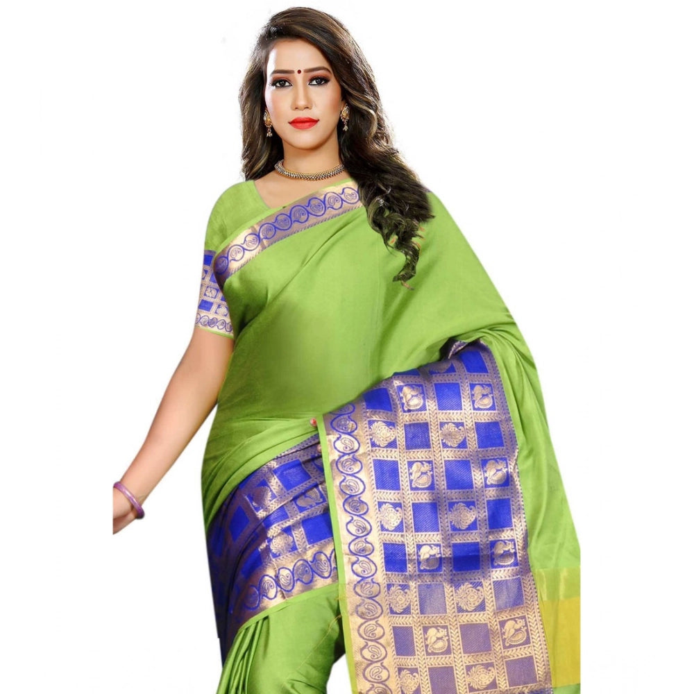 Vaystra Jacquard Woven Saree With Unstitched Blouse 5.5Mtr – Green