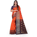 Vaystra Silk Blend Woven Saree With Unstitched Blouse 5.5Mtr – Orange