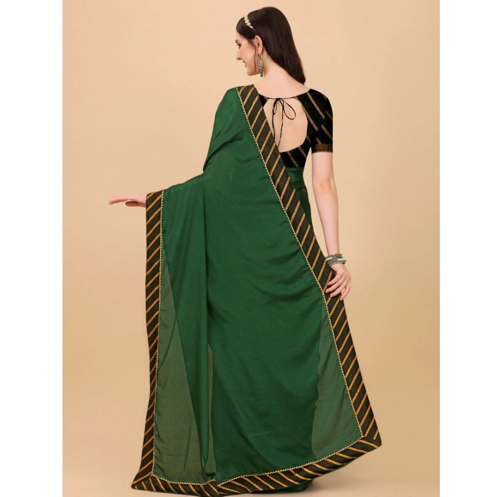 Vaystra Chiffon Self Design Saree With Unstitched Blouse 5.5Mtr – Green