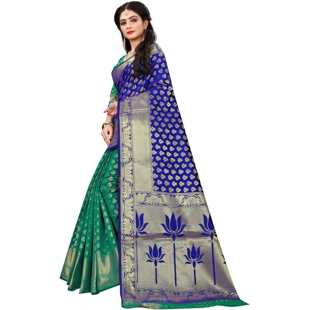 Vaystra Jacquard Woven Saree With Unstitched Blouse 5.5Mtr – Green