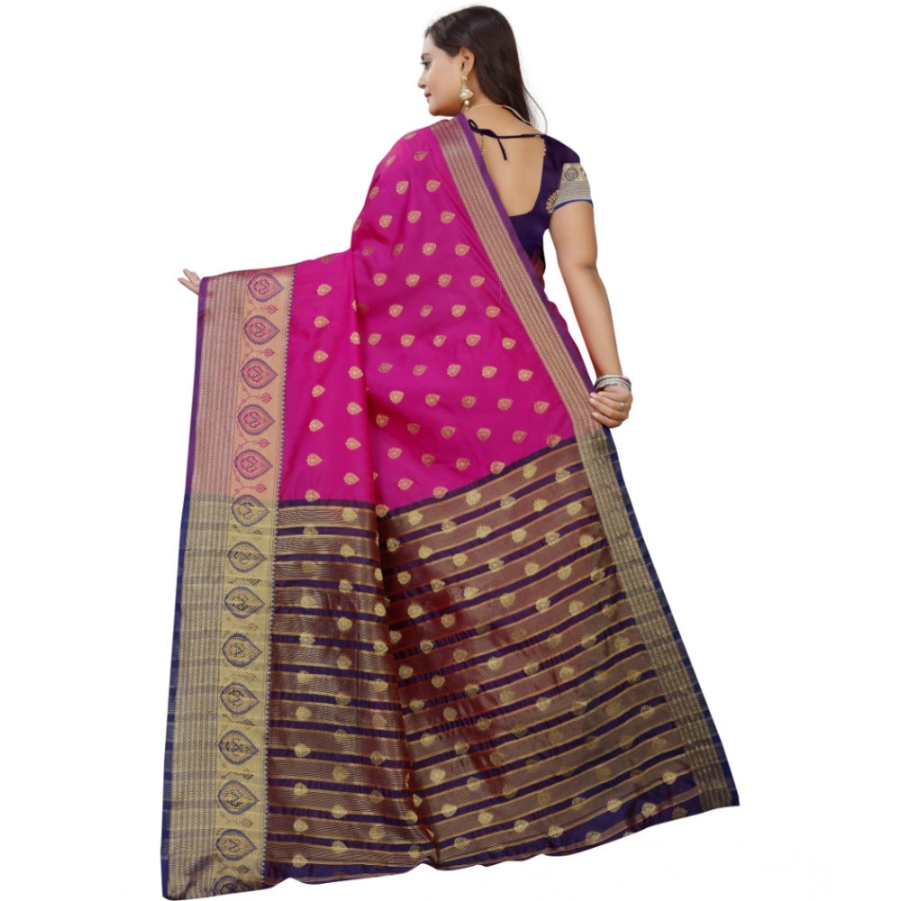 Vaystra Silk Blend Woven Saree With Unstitched Blouse 5.5Mtr – Purple-Pink