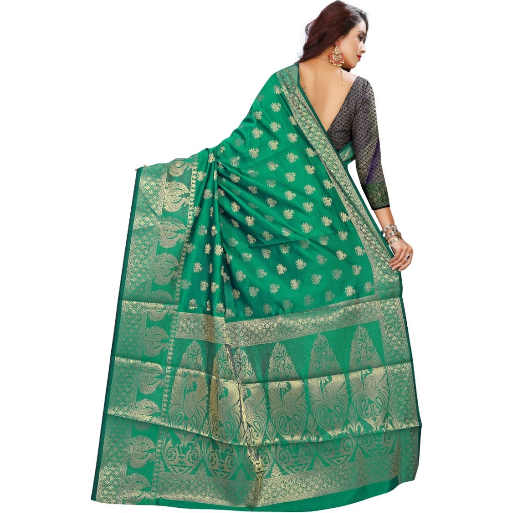 Vaystra Jacquard Woven Saree With Unstitched Blouse 5.5Mtr – Green