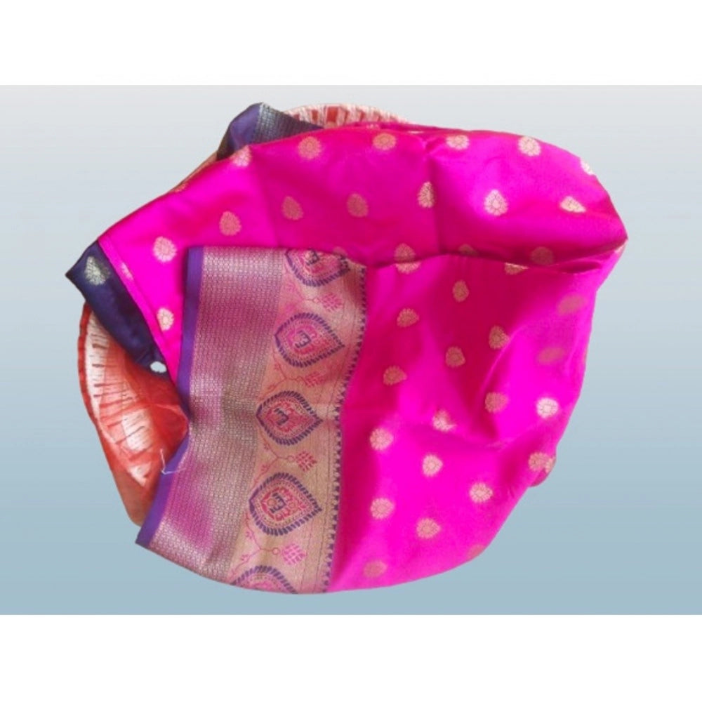 Vaystra Silk Blend Woven Saree With Unstitched Blouse 5.5Mtr – Pink