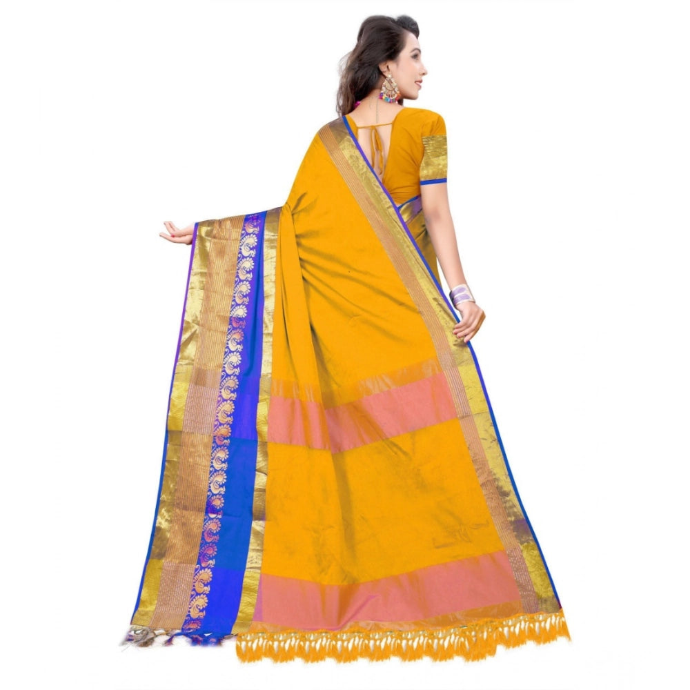 Vaystra Jacquard Woven Saree With Unstitched Blouse 5.5Mtr – Yellow