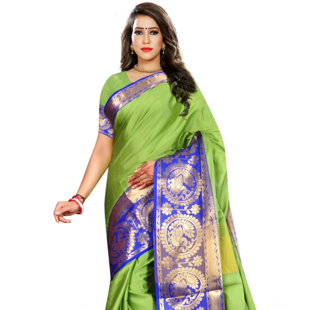 Vaystra Jacquard Woven Saree With Unstitched Blouse 5.5Mtr – Green