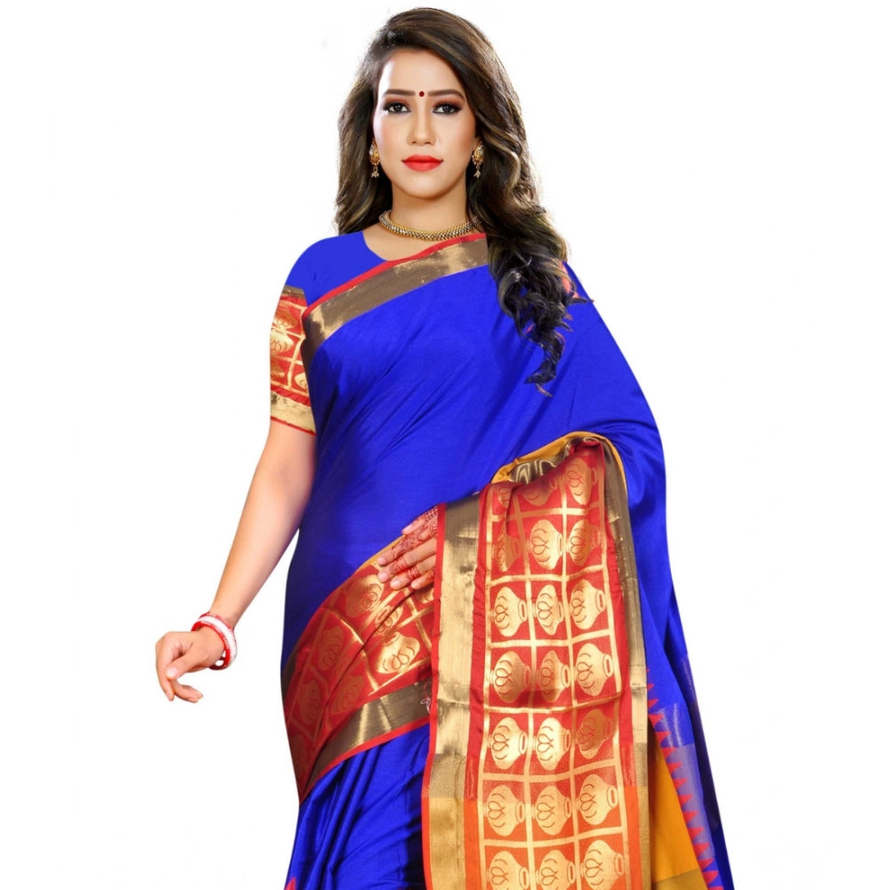 Vaystra Jacquard Woven Saree With Unstitched Blouse 5.5Mtr – Blue