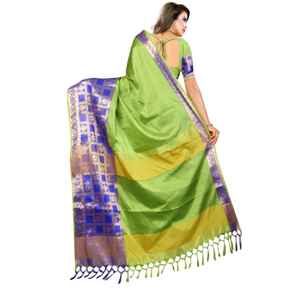 Vaystra Jacquard Woven Saree With Unstitched Blouse 5.5Mtr – Green