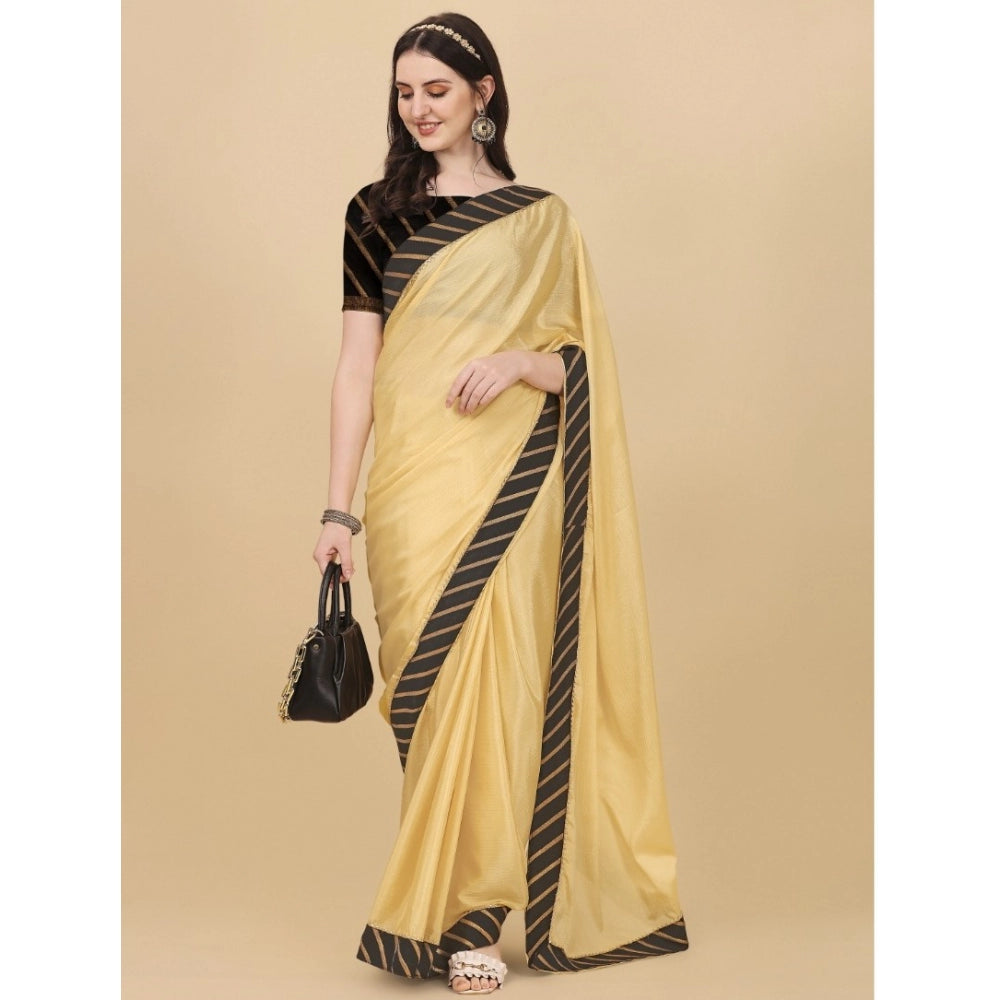 Vaystra Chiffon Self Design Saree With Unstitched Blouse 5.5Mtr – Yellow