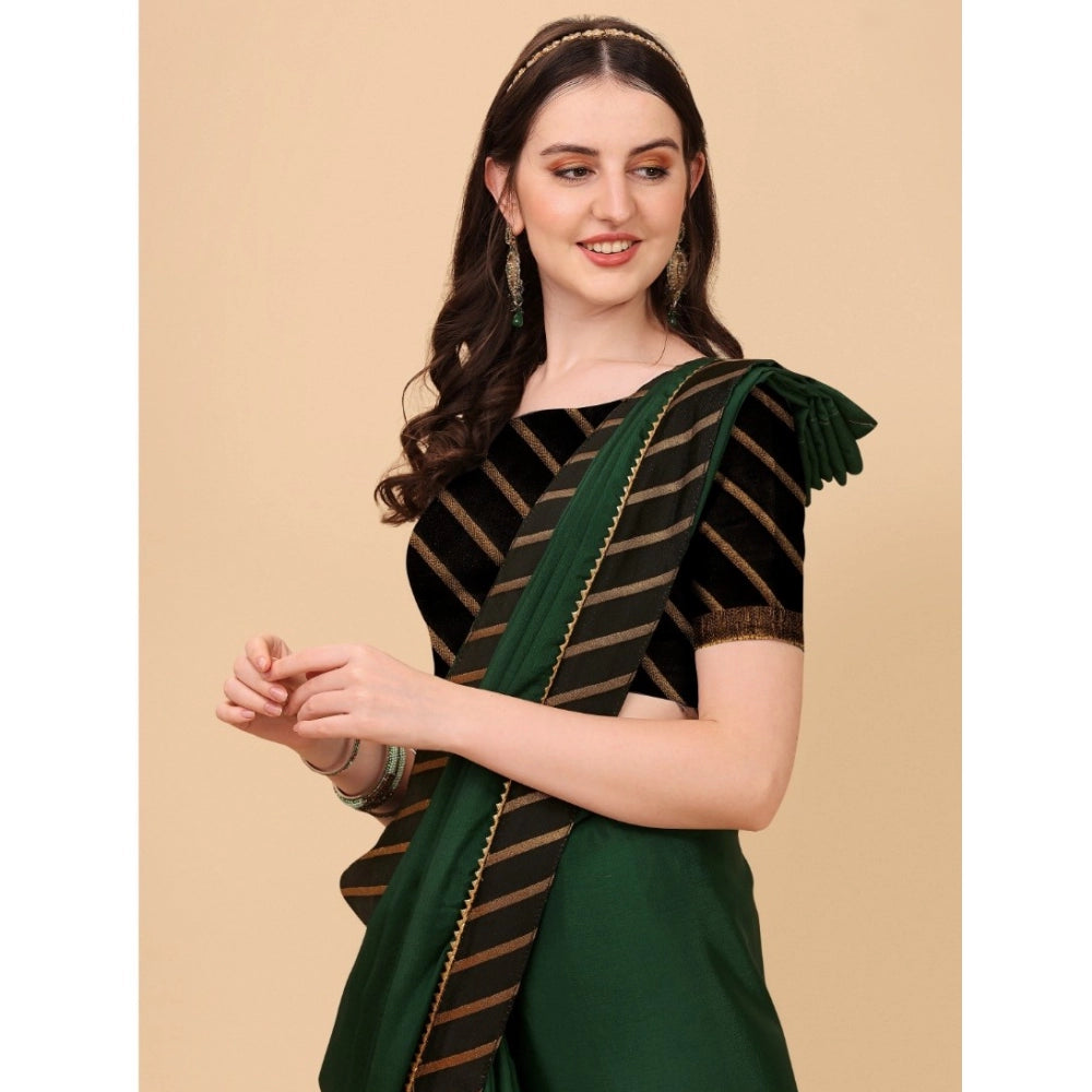 Vaystra Chiffon Self Design Saree With Unstitched Blouse 5.5Mtr – Green