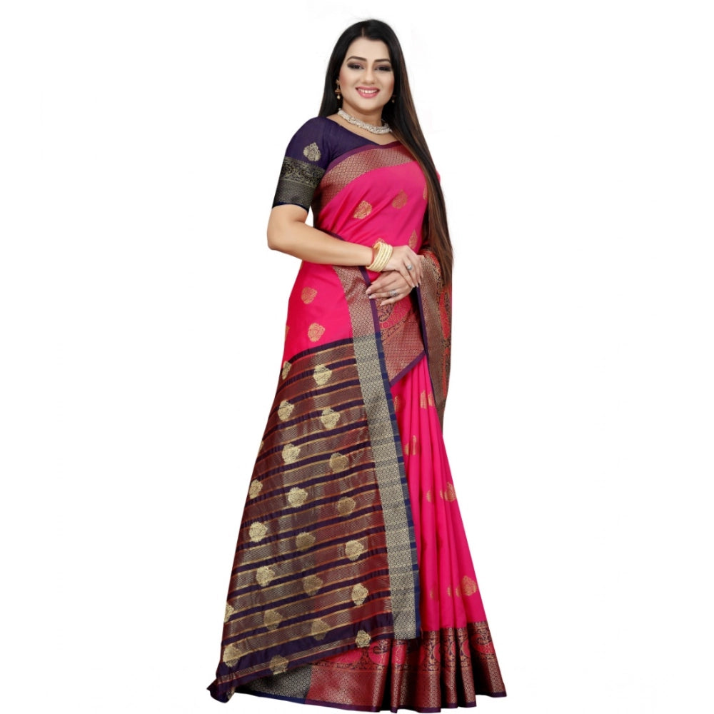 Vaystra Silk Blend Woven Saree With Unstitched Blouse 5.5Mtr – Purple-Pink