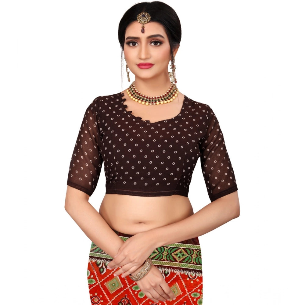 Vaystra Georgette Floral Print Saree With Unstitched Blouse 5.5Mtr – Orange