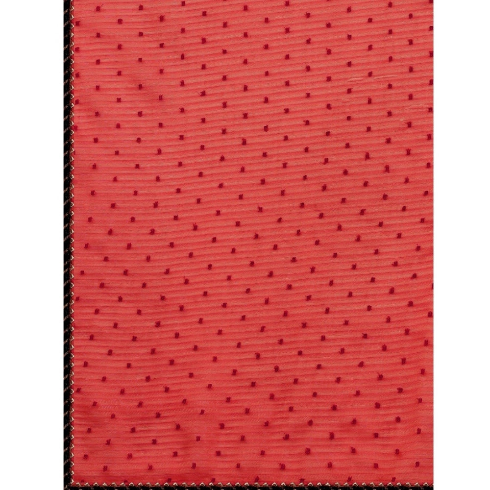 Vaystra Silk Blend Embellished Saree With Unstitched Blouse 5.5Mtr – Red