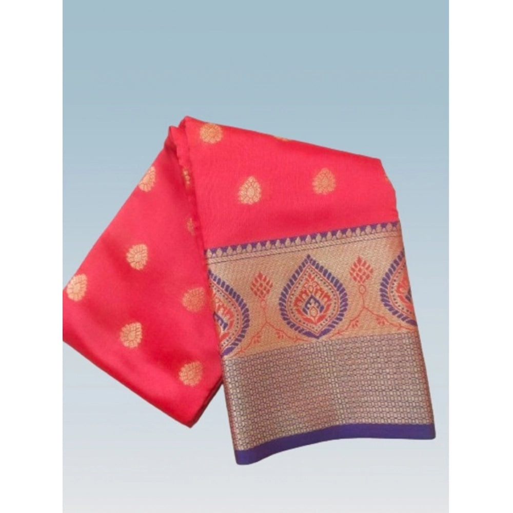 Vaystra Silk Blend Woven Saree With Unstitched Blouse 5.5Mtr – Red