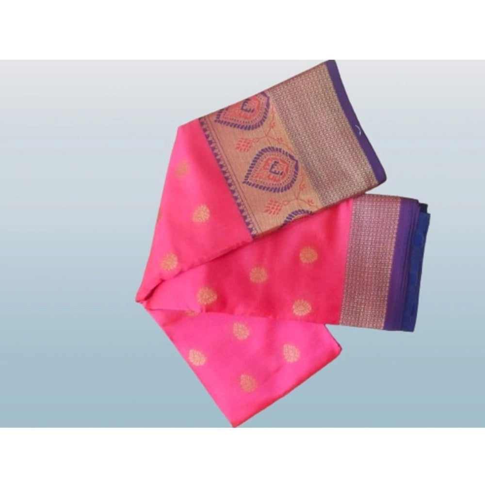 Vaystra Silk Blend Woven Saree With Unstitched Blouse 5.5Mtr – Pink