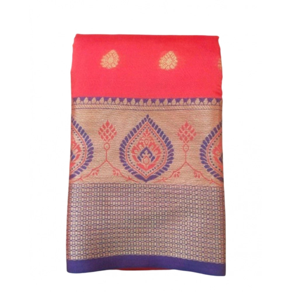 Vaystra Silk Blend Woven Saree With Unstitched Blouse 5.5Mtr – Red