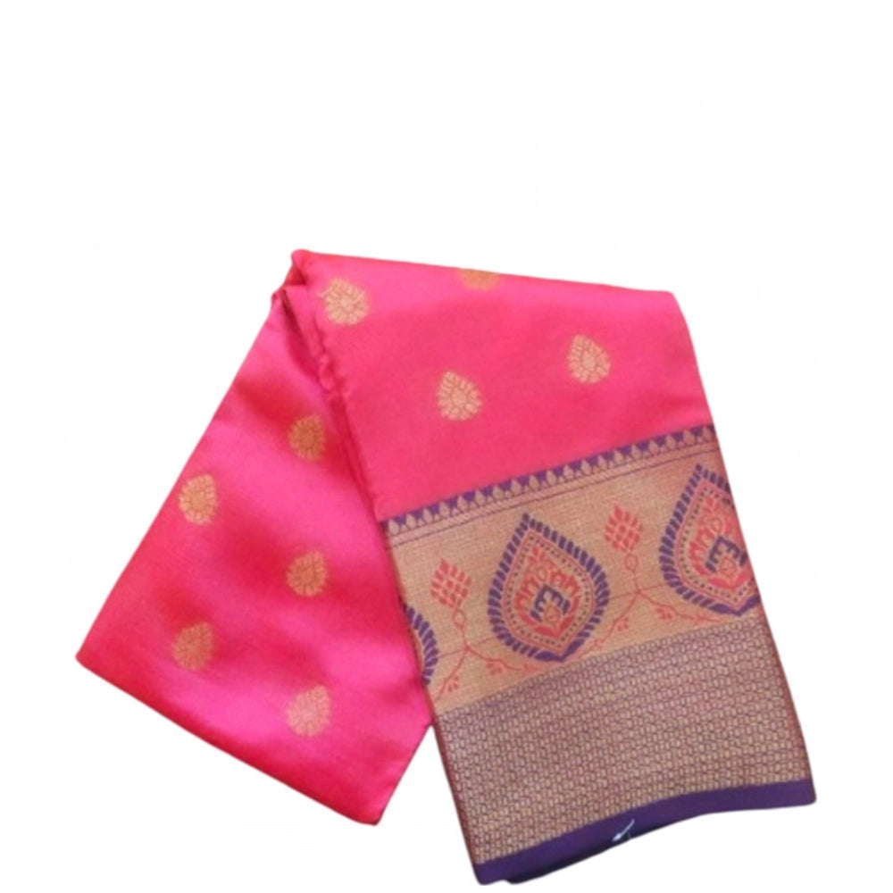 Vaystra Silk Blend Woven Saree With Unstitched Blouse 5.5Mtr – Pink