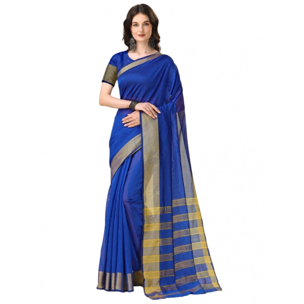Vaystra Cotton Silk Striped Saree With Unstitched Blouse 5.5Mtr – Multicolor