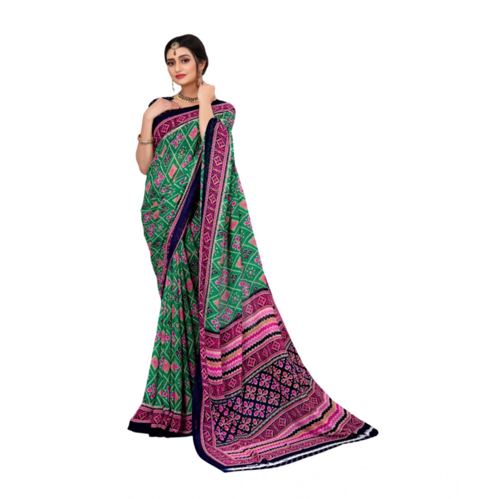 Vaystra Georgette Floral Print Saree With Unstitched Blouse 5.5Mtr – Green
