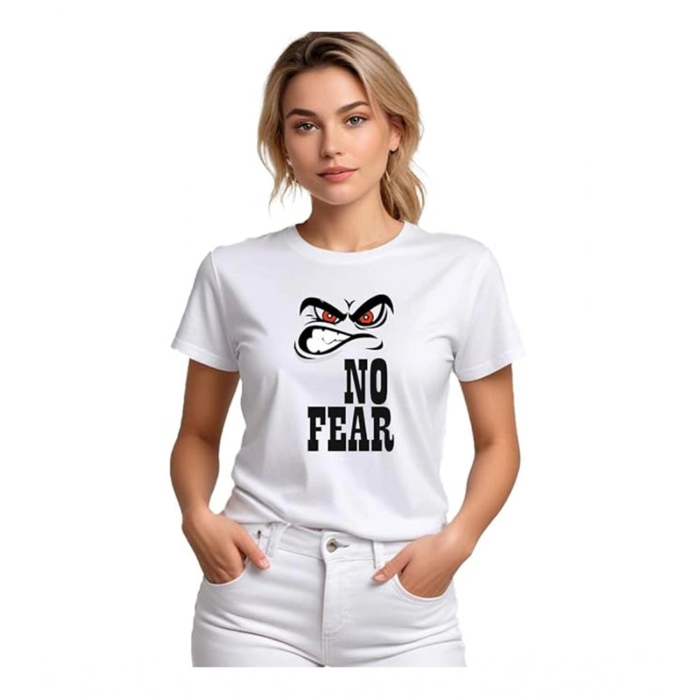 Vaystra Polyester Solid Printed Round Neck Half Sleeve T-shirt – White
