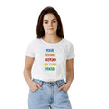 Vaystra Polyester Solid Printed Round Neck Half Sleeve T-shirt – White