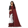 Vaystra Silk With Mirror Lace Solid Saree With Unstitched Blouse – Red