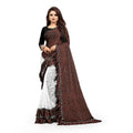 Vaystra Silk With Mirror Lace Solid Saree With Unstitched Blouse – Brown