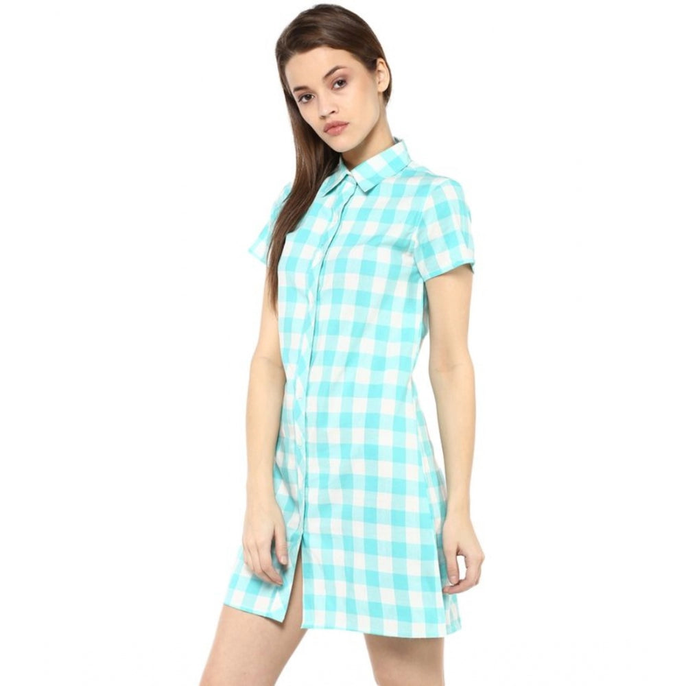 Vaystra Rayon Checkered Short Sleeve Above Knee Dress – Sku