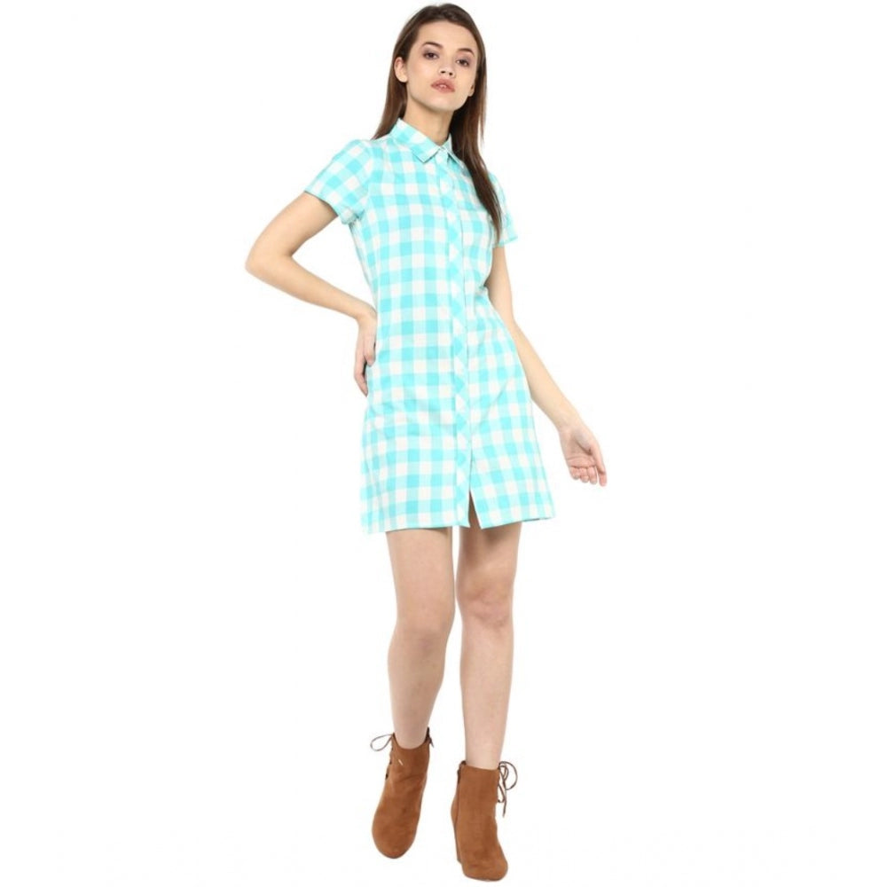 Vaystra Rayon Checkered Short Sleeve Above Knee Dress – Sku