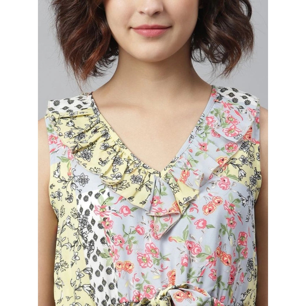 Vaystra Polyester Peplum Sleeveless Above Knee Dress – Multicolor