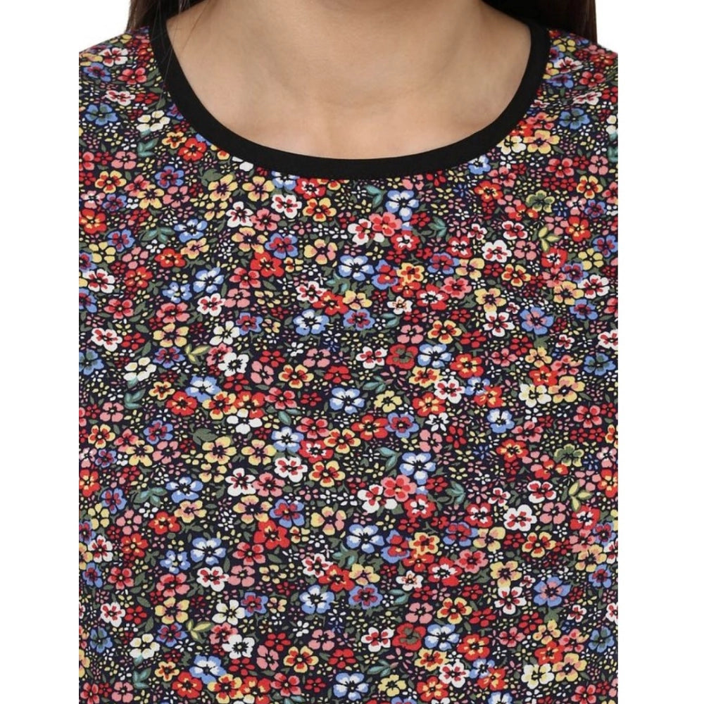 Vaystra Polyester Printed Sleeveless Knee-Length Dress – Multicolor