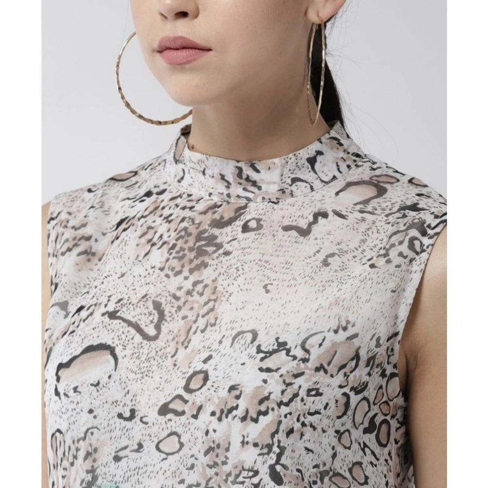 Vaystra Polyester Printed Sleeveless Above Knee Dress – Multicolor