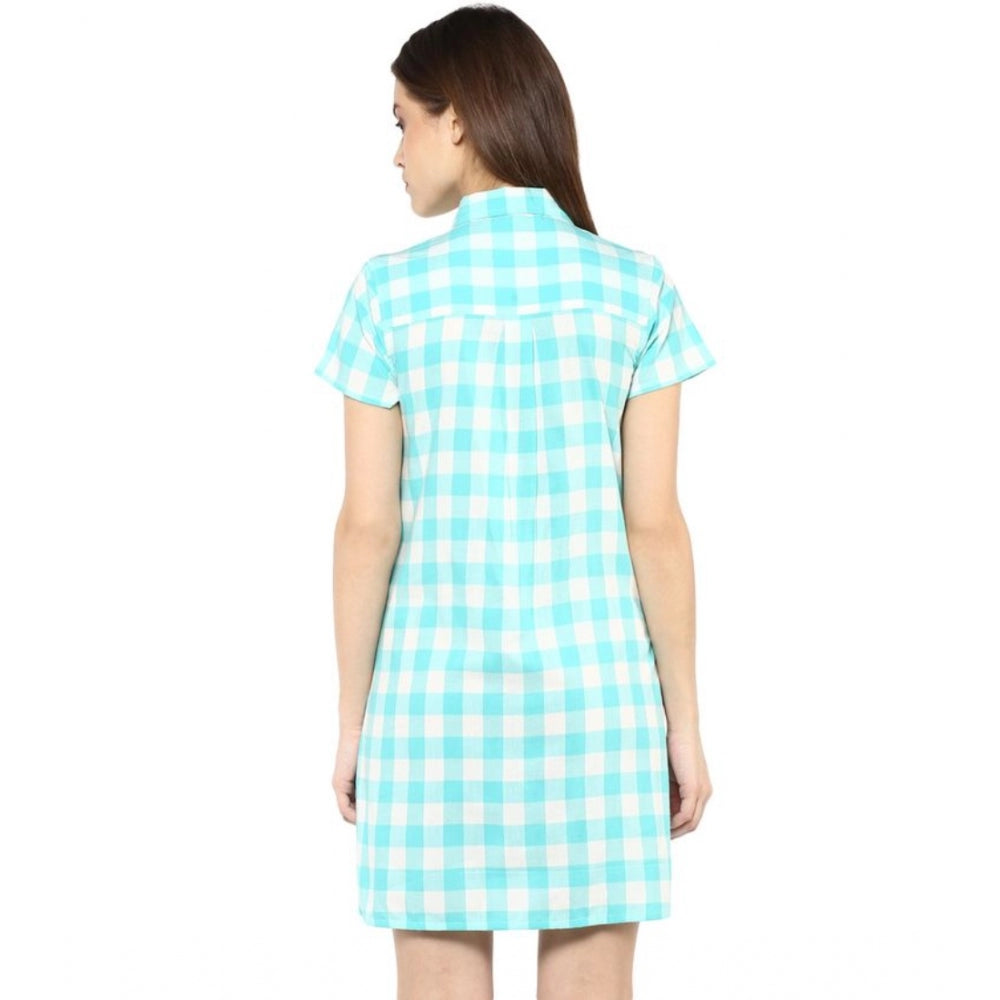 Vaystra Rayon Checkered Short Sleeve Above Knee Dress – Sku