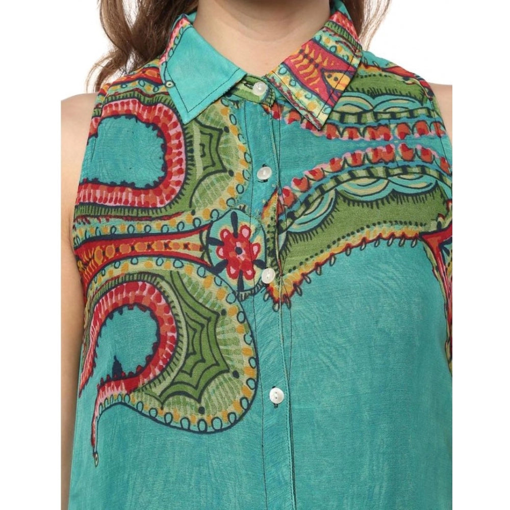 Vaystra Polyester Floral Sleeveless Below Knee Dress – Multicolor