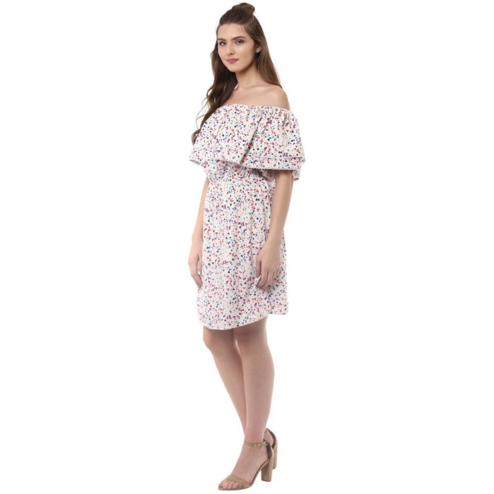Vaystra Rayon Floral Half Sleeve Above Knee Dress – Multicolor