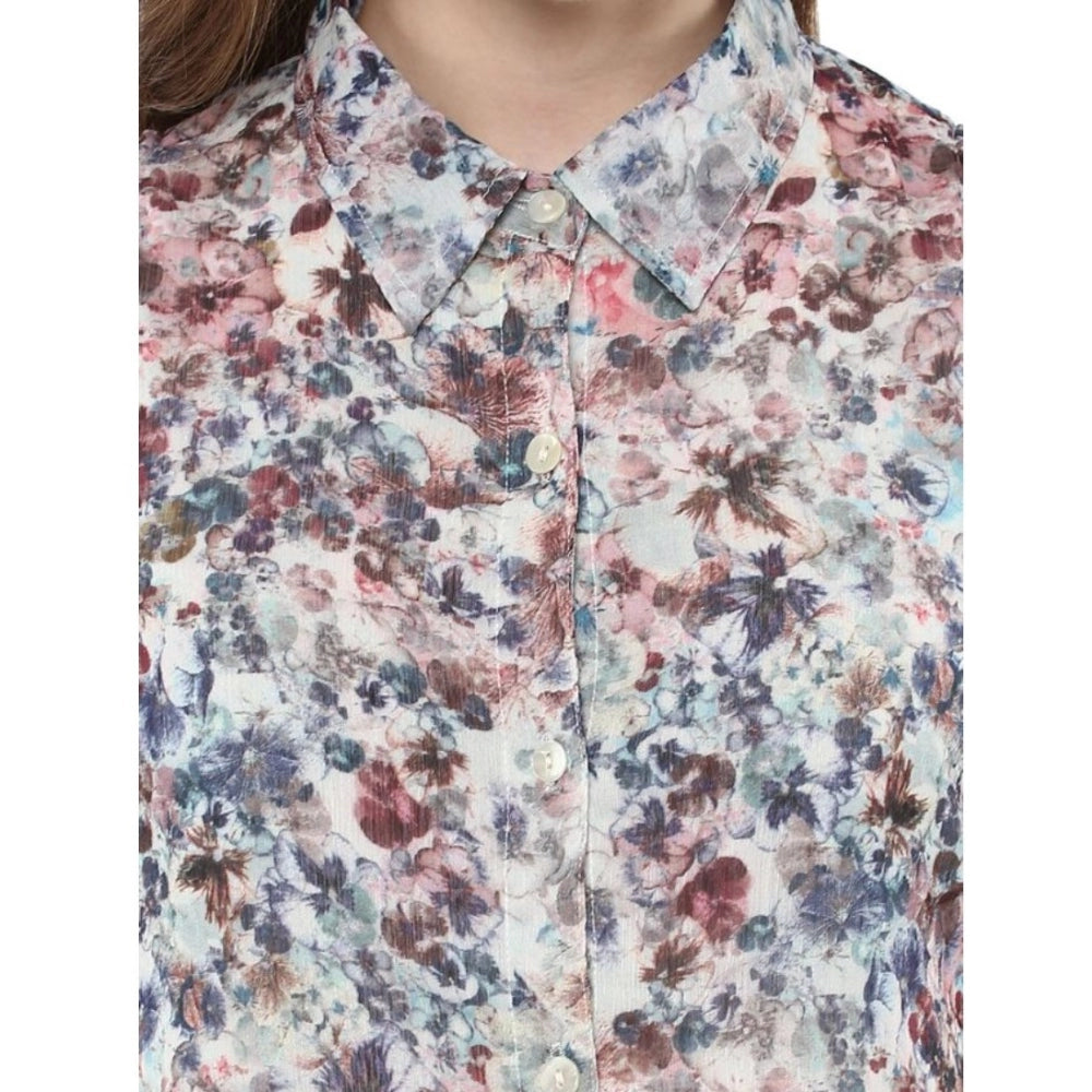 Vaystra Polyester Chiffon Printed Sleeveless Dress – Multicolor