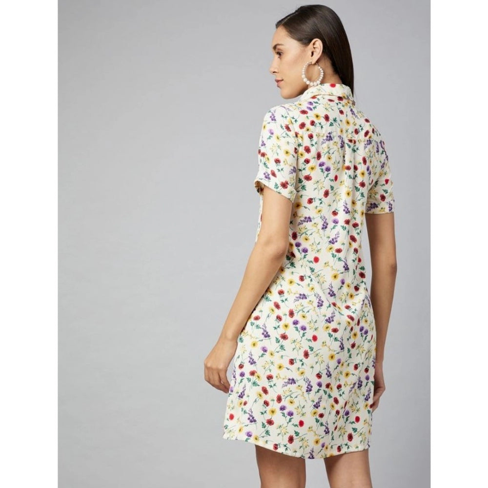 Vaystra Polyester Floral Short Sleeve Above Knee Dress – Multicolor