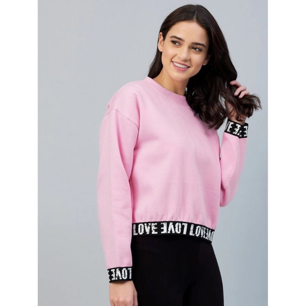 Vaystra Fleece Solid Long Sleeves Sweatshirt – Pink