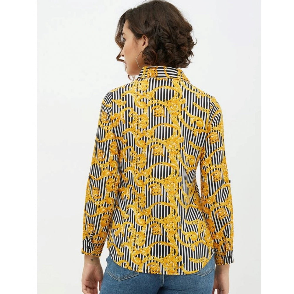 Vaystra Polyester Printed Roll Up Sleeve Standard Length Shirt – Mustared