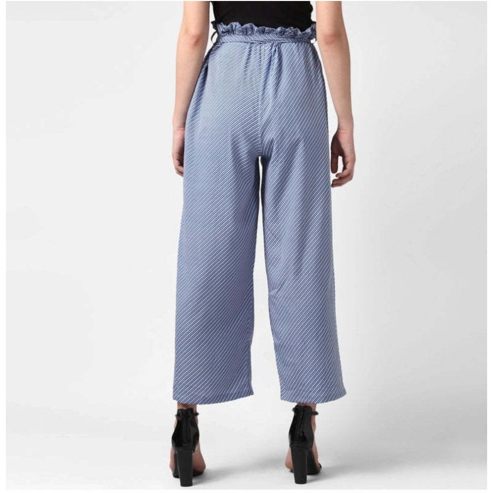 Vaystra Polyester Striped Elasticated Trousers – Blue