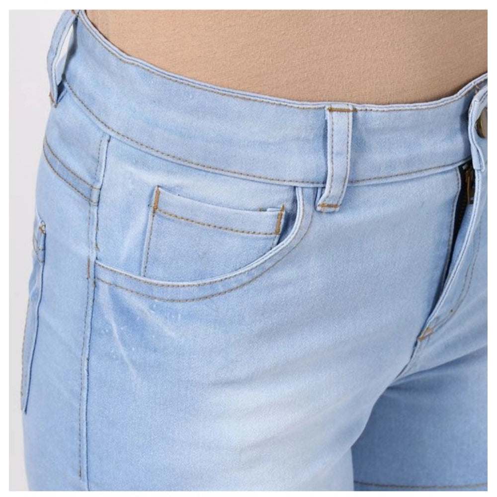 Vaystra Denim Solid Buttoned Shorts – Blue