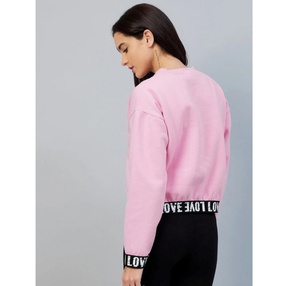 Vaystra Fleece Solid Long Sleeves Sweatshirt – Pink