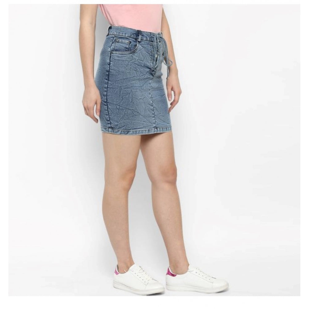Vaystra Denim Draw String Buttoned Skirt – Blue