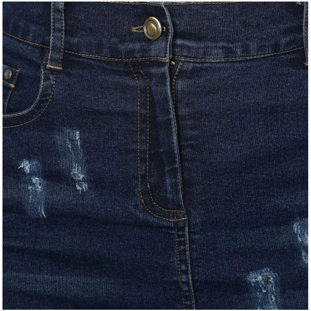 Vaystra Denim Distressed Buttoned Skirt – Blue