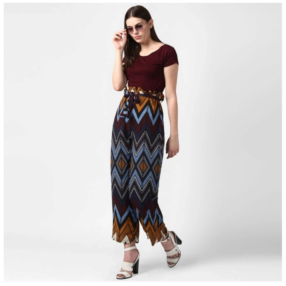 Vaystra Polyester Chevron Elasticated Trousers – Multicolor