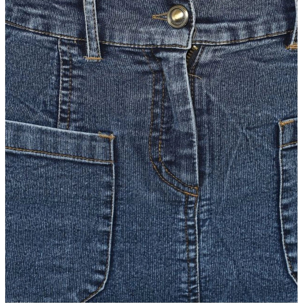 Vaystra Denim Front Pocket Buttoned Skirt – Blue