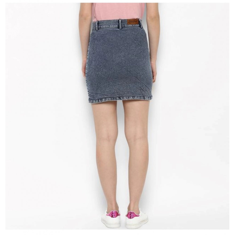 Vaystra Denim Tie Up Buttoned Skirt – Blue