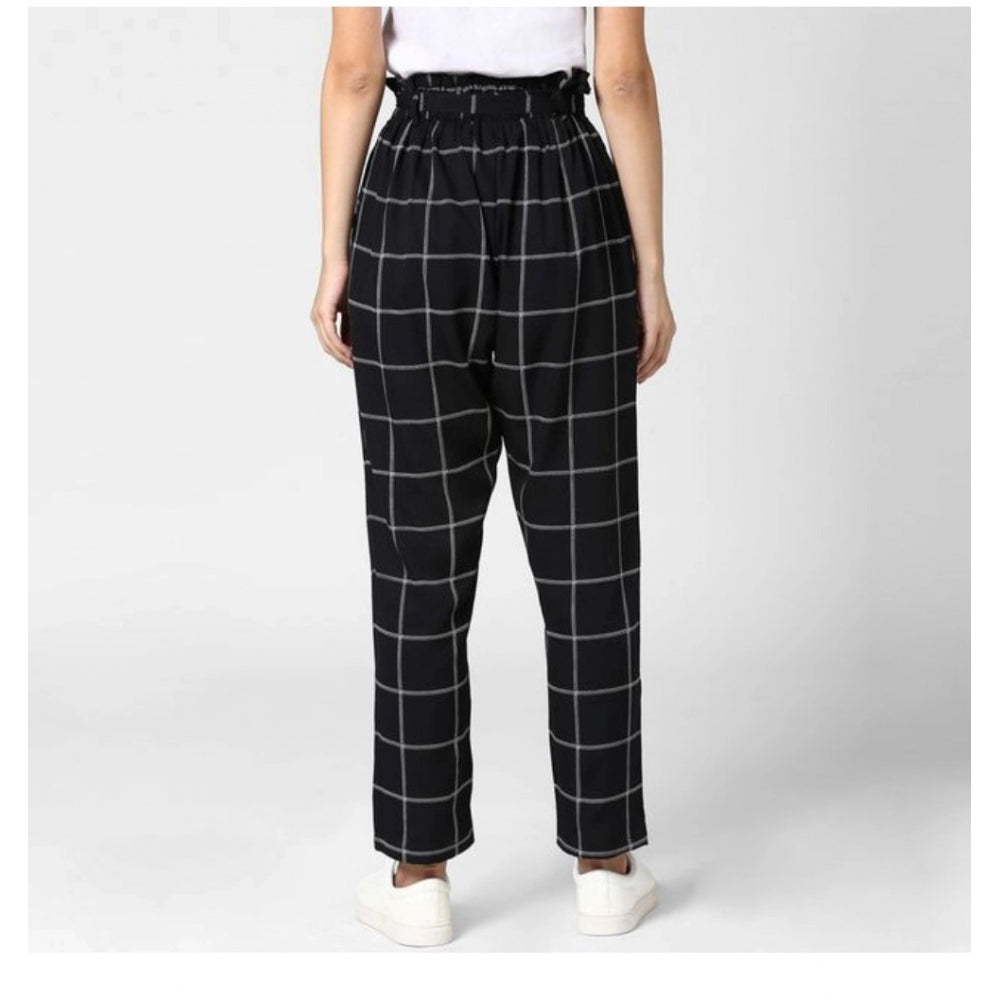 Vaystra Polyester Checkered Elasticated Trousers – Black & White